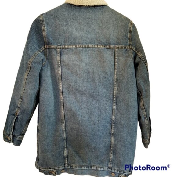 Denim Winter Coat Women's 6 Lined Denim Faux Fur Lined Mid Length Jacket - Picture 4 of 9